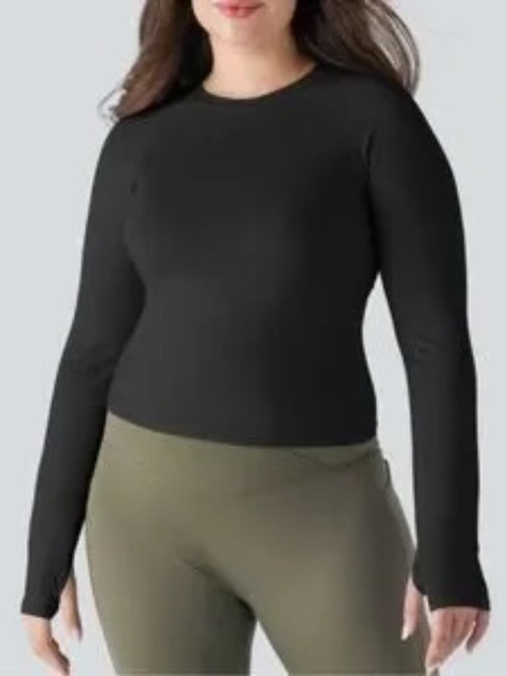 Halara New! Thumb Hole Women's Black Long Sleeve Fitted Active Wear Top NWT SZM